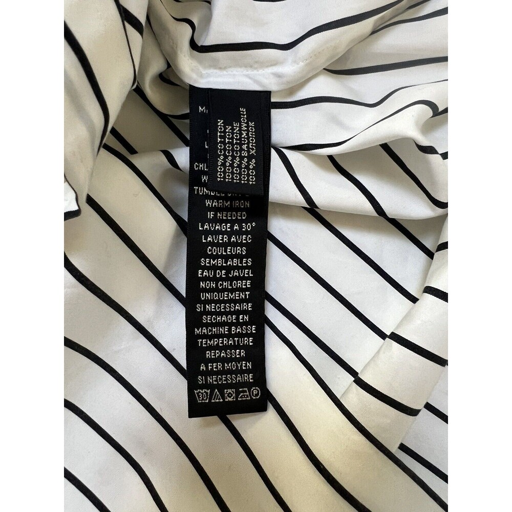 Ralph Lauren Black Label Collarless Tunic Striped Blouse Puffy Sleeves | Size 10 - Picture 8 of 15